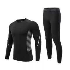 春夏季高弹运动紧身衣训练服男生跑步速干衣打底衫跨境健身服套装