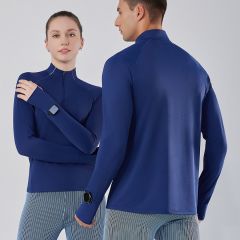 2025秋季新款速干衣T恤男女吸湿训练健身服半开拉链运动跑步长袖